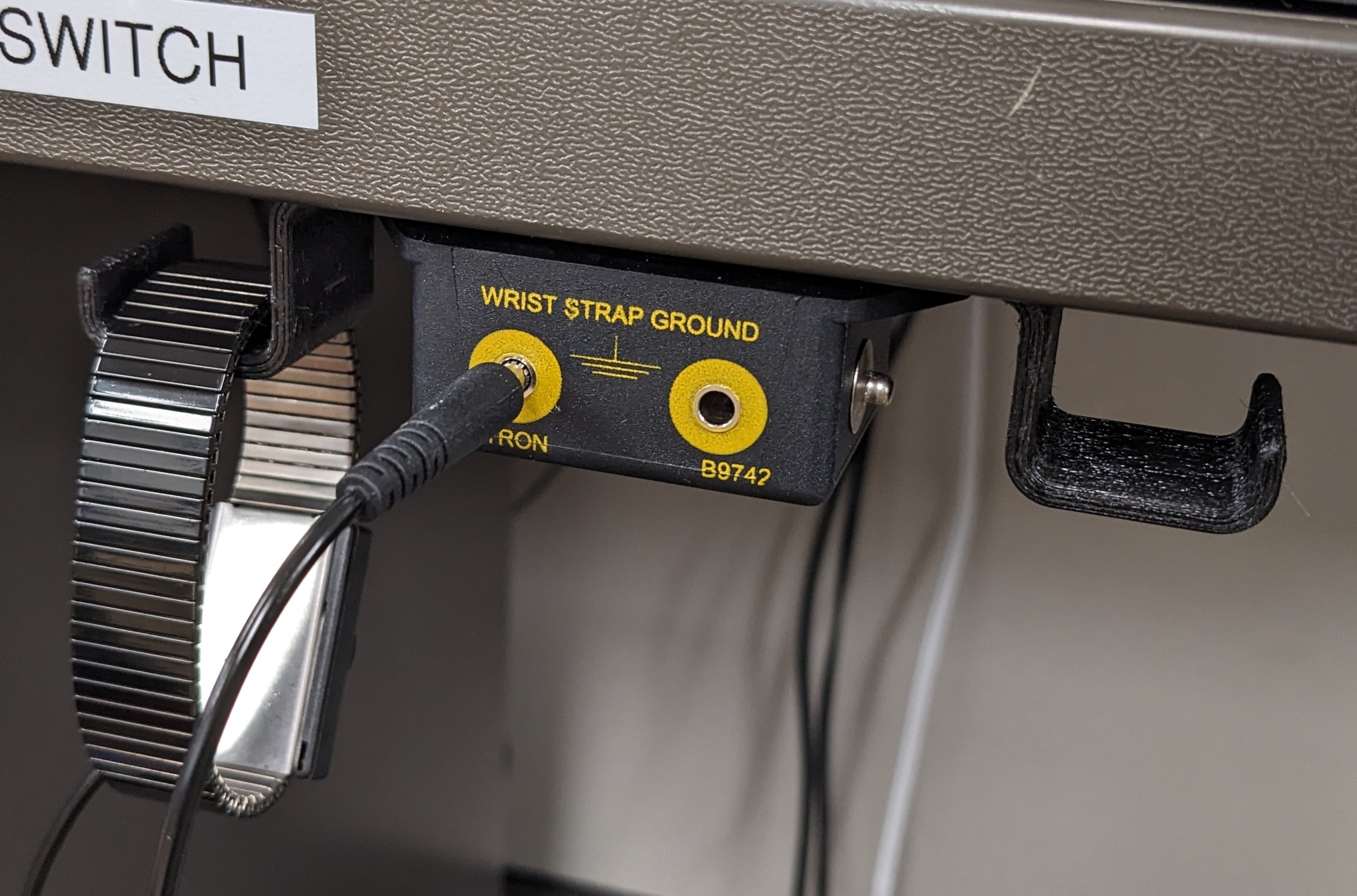 ESD strap hanger for Botron B9742 grounding block