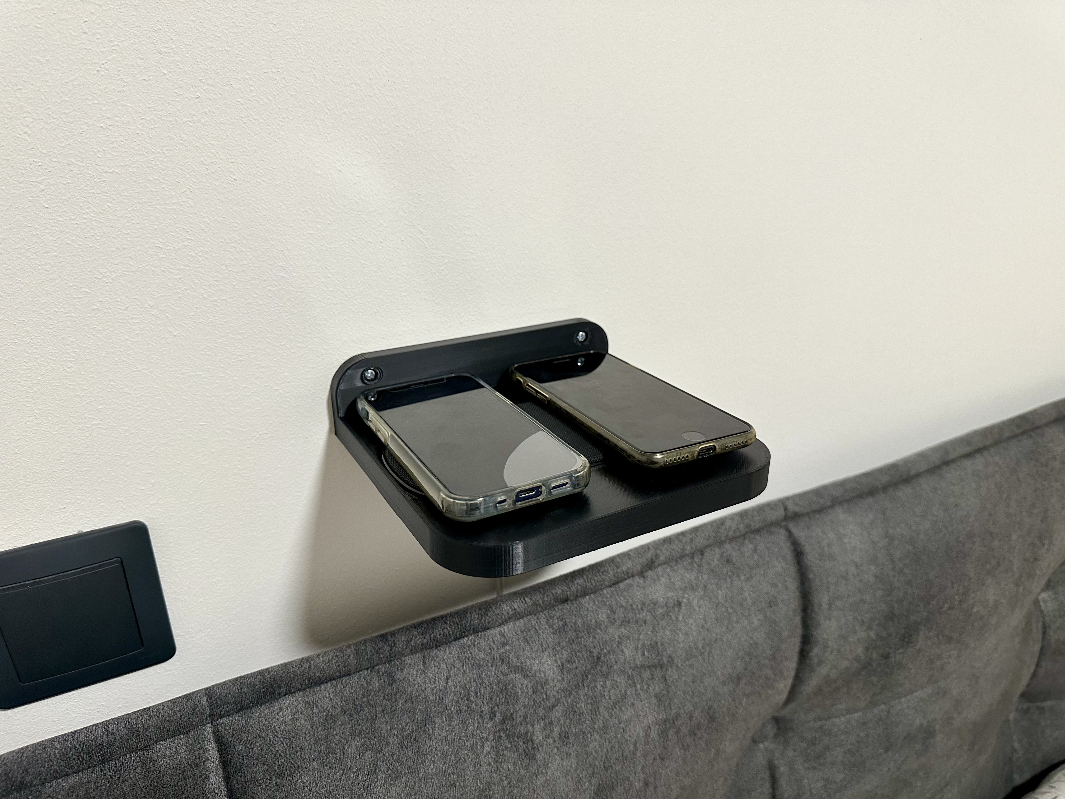 Bedside mobile charger shelf