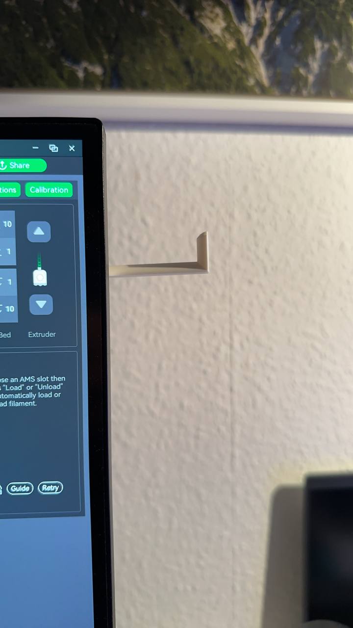 Simple Headset Hanger behind Monitor