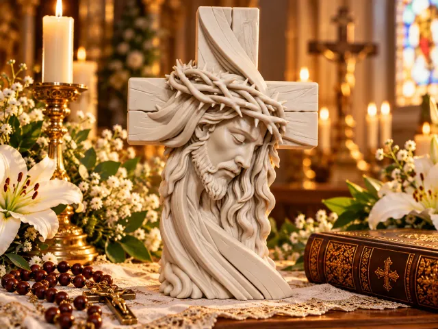 Jesus Christ Crucifix Bust – Religious 3D Printed Sculpture