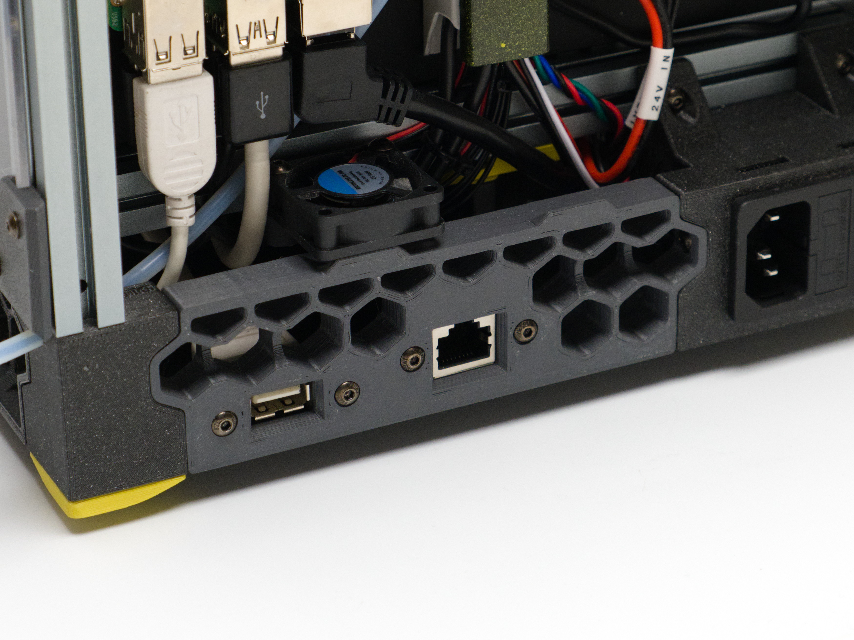 Voron 0.2 Rear Skirt for Screw Mounted USB-A & RJ45 Ports