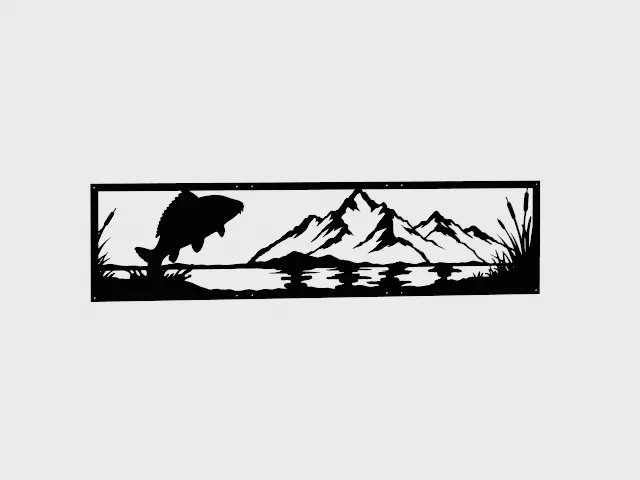 carp scene mountains 2d decorative design 600x150mm printinplace