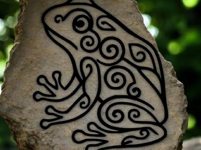Décoration murale – Grenouille tribale de profil (épaisseur 5 mm)