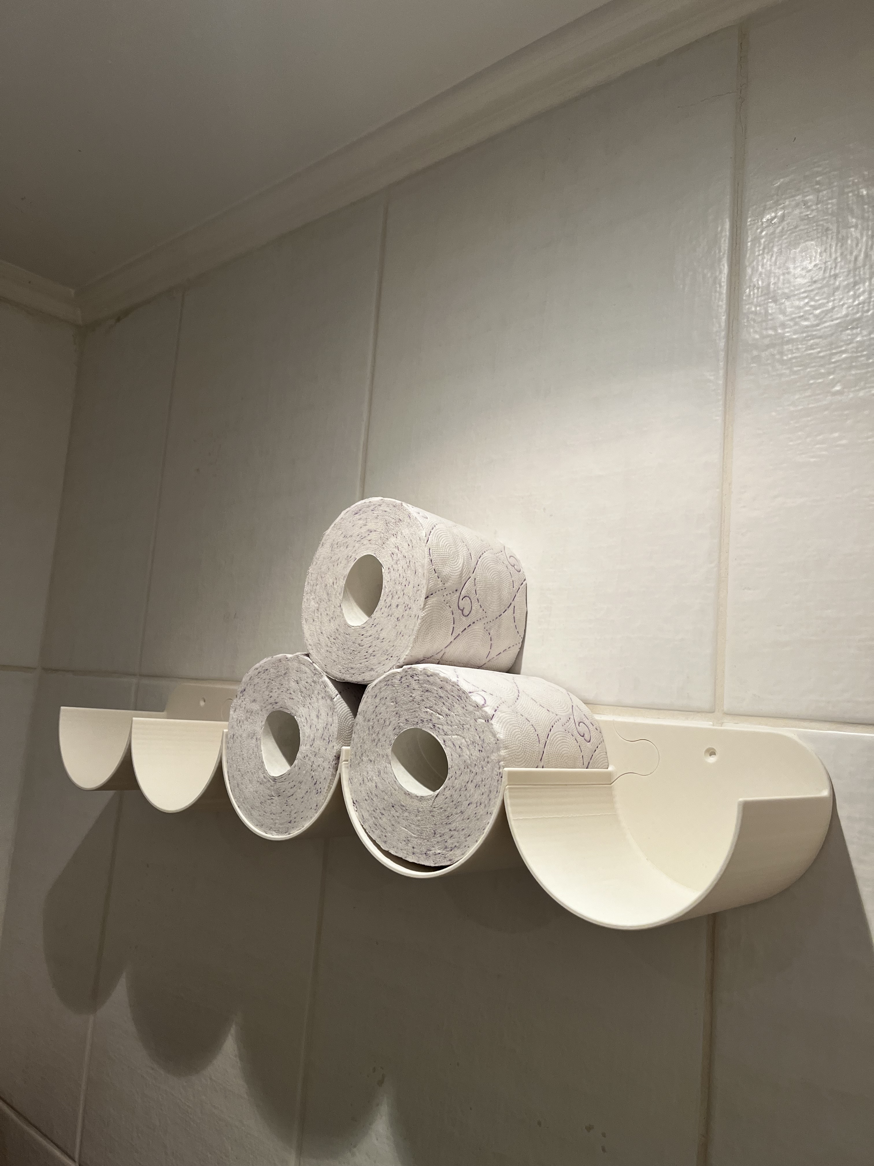 Toilet paper shelf (modular, 3 or 5 rolls in a row)