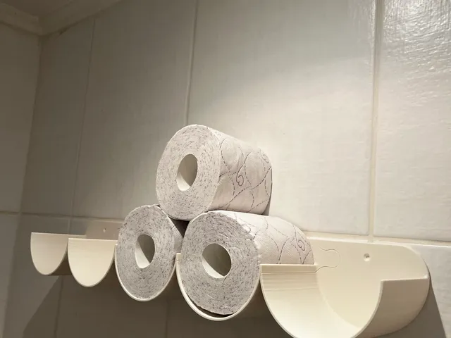 Toilet paper shelf (modular, 3 or 5 rolls in a row)