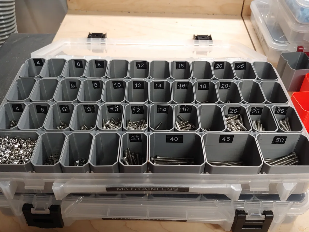 Qty 2 Plano Organizer Boxes, 9 Prolatch Stowaway & Husky 16 Tool Box