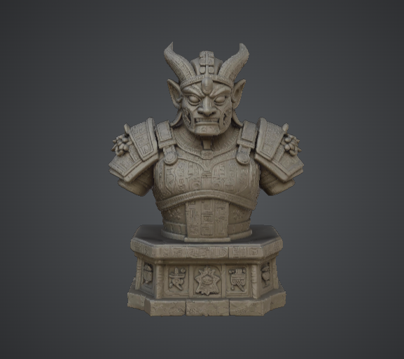 Ancient Demon Guardian Bust – Stone Temple Demon Statue