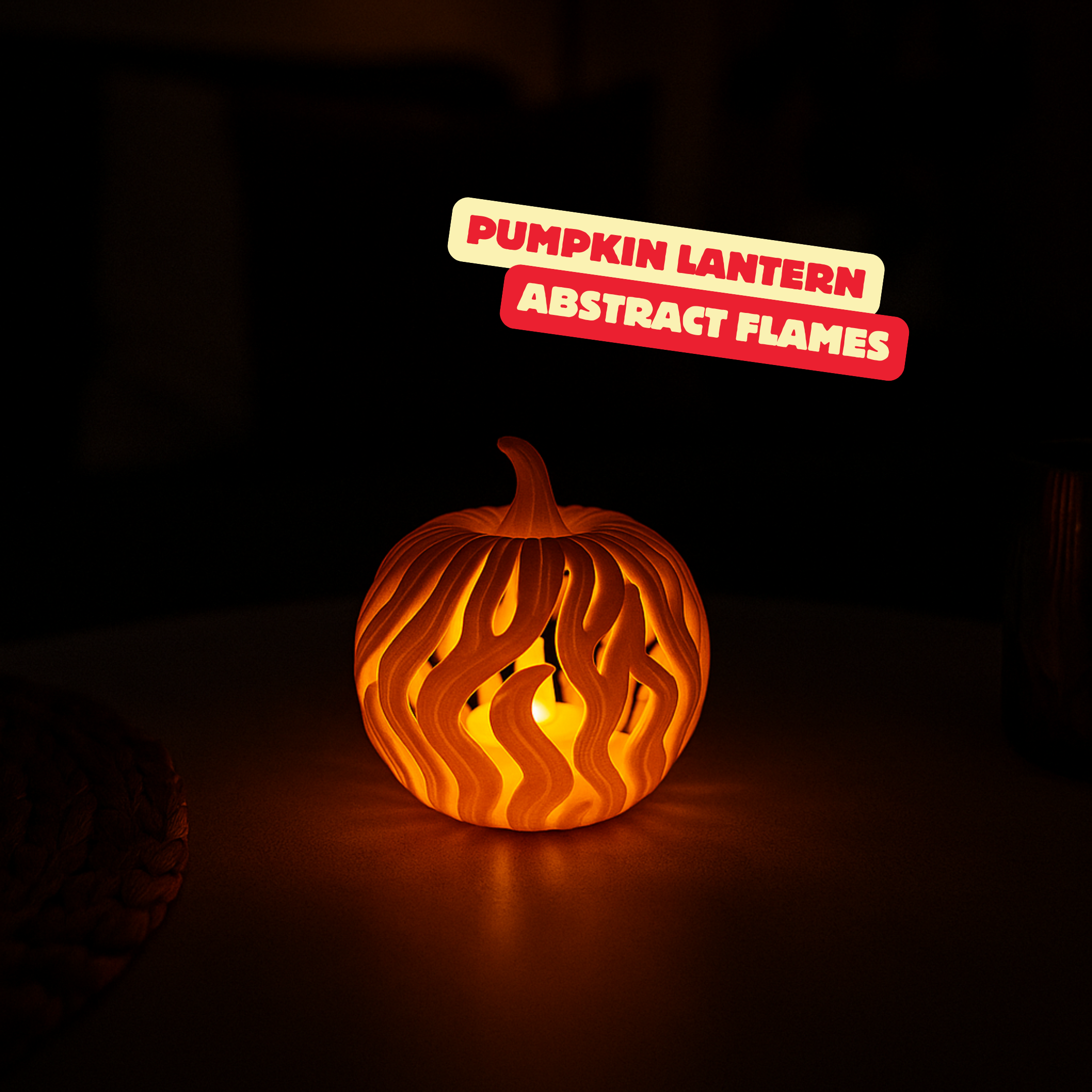 PUMPKIN LANTERN - ABSTRACT FLAMES / AUTUMN DECOR / HALLOWEEN DECOR