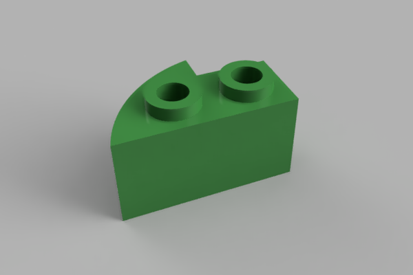 Italocremona Plastic City 1x2 Partial Curve Brick (Left) / Building Block
