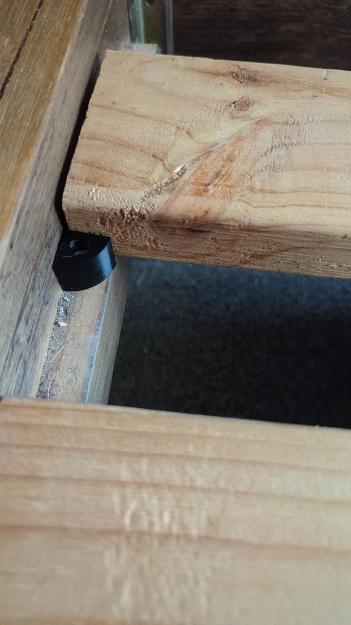 Wooden frame bed slat holder