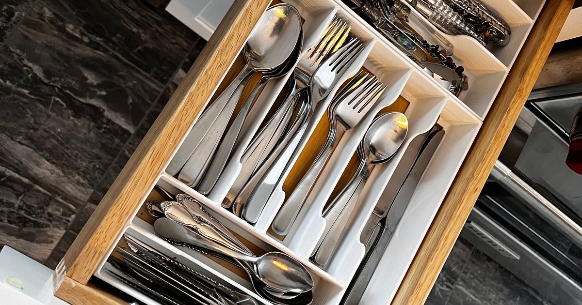 Two silverware drawer organizers 12" x 9.7" and 7.5” x 9.7” by