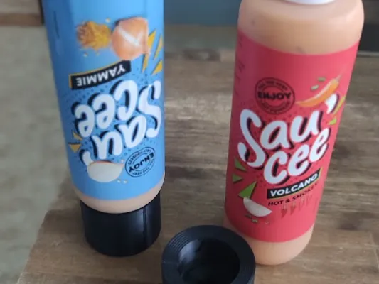 Sau'cee sauce bottle upside-down holder