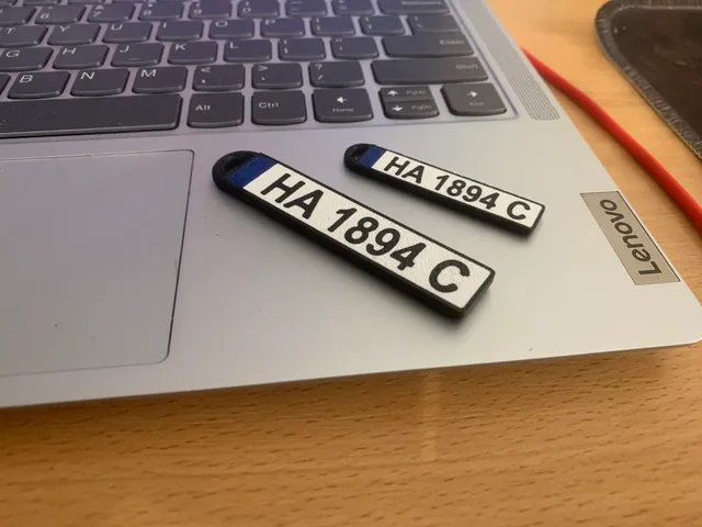 License plate keyring for AMS with improved keychain hole