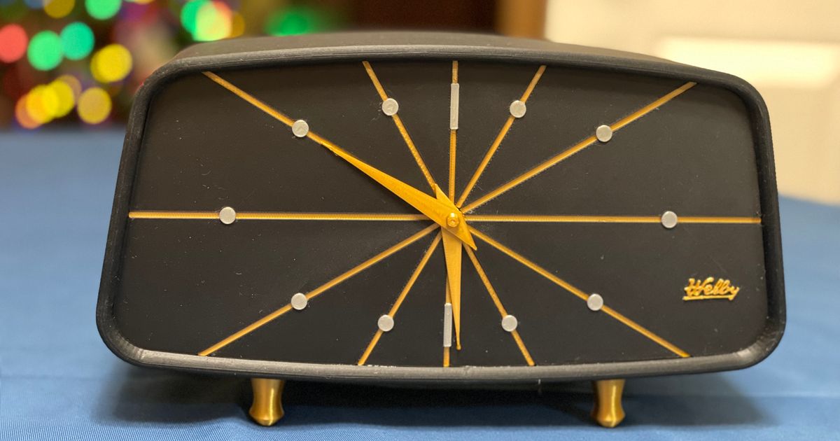 Mid-Century Welby Mantle Clock - Simplified Face Remix MMU/AMS by EpicMount, Download free STL model