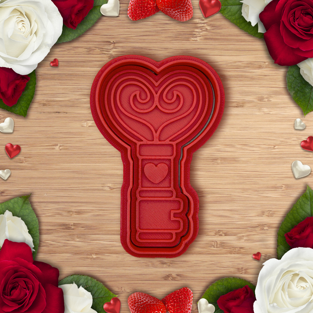 Valentine - key to the heart cookie cutter / stamp