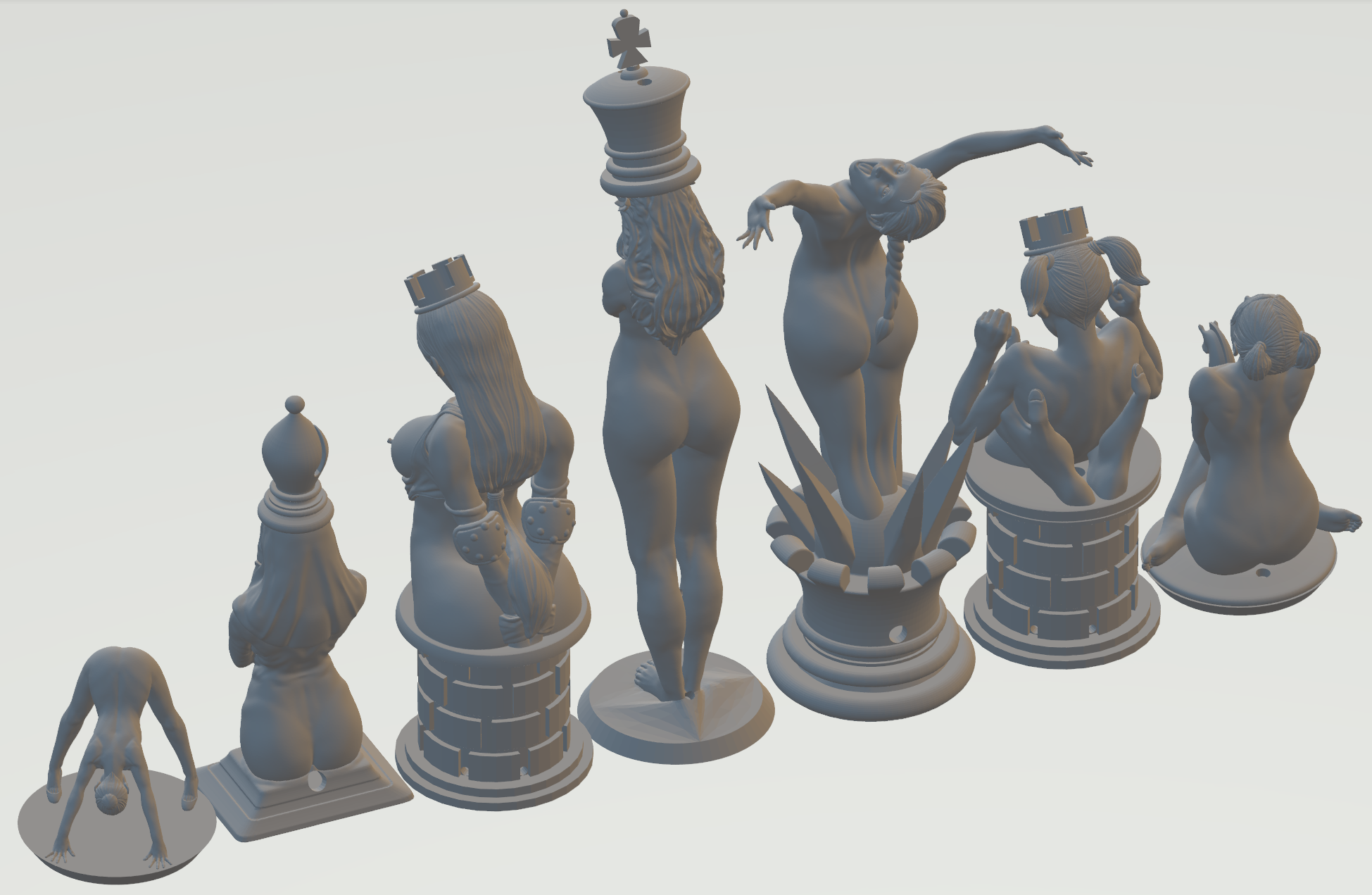 4 Player Chess Board Nude Chess Set By Am Prints Download Free Stl Model