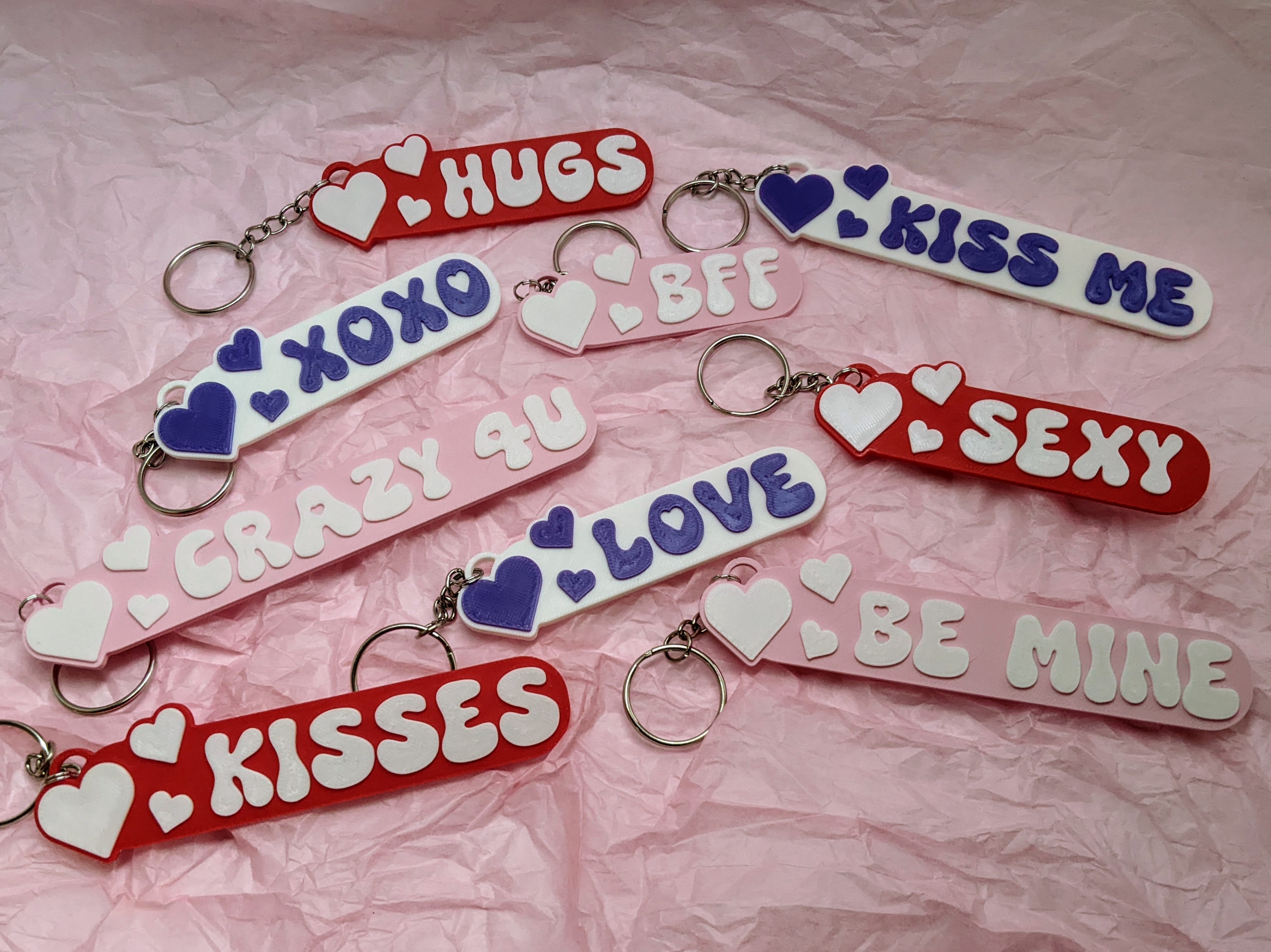 Valentine's Day Keychains Gift Tags 9 Variations
