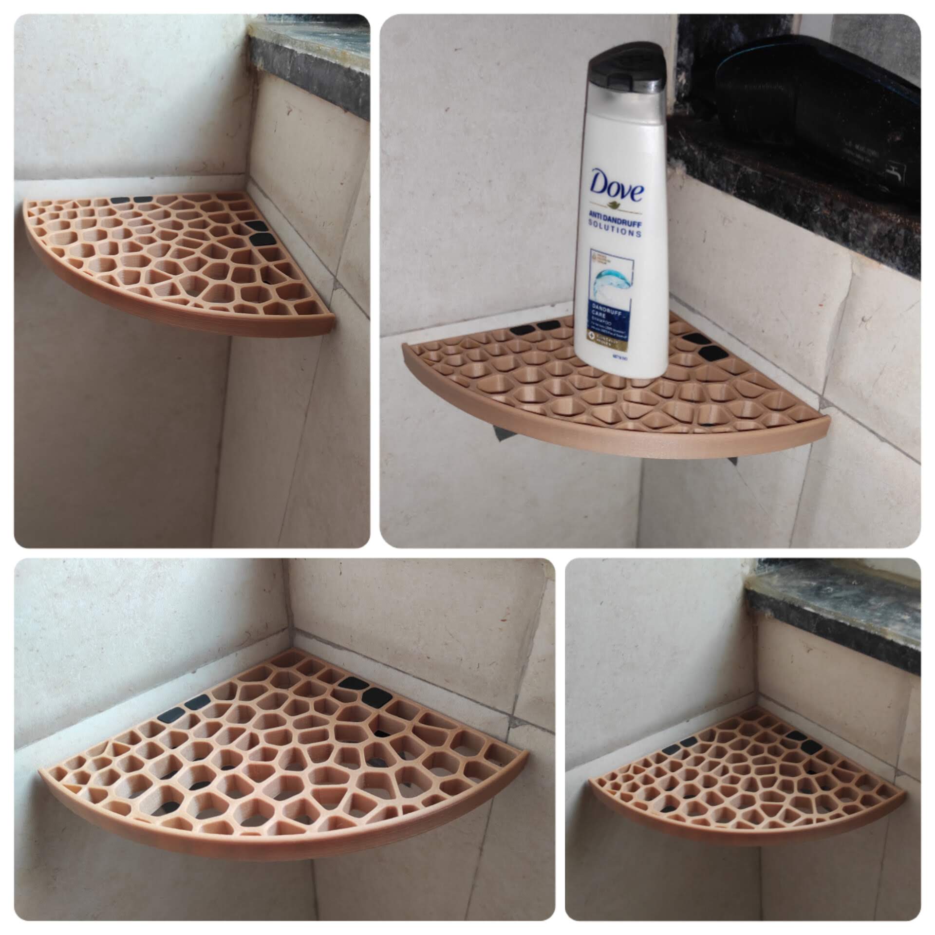 Voronoi bathroom corner shelf 3D model thumbnail