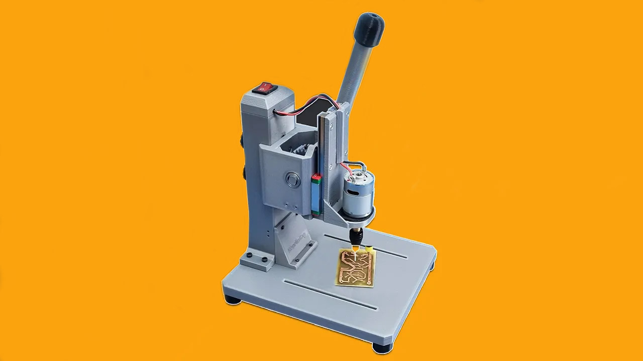 Super Stable Bench Drill For PCB. 3D DIY Bench-Drill For Hobby Workbench. 3D model thumbnail