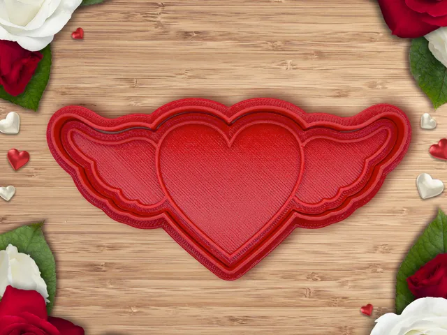 Valentine - Heart angel cookie cutter / stamp