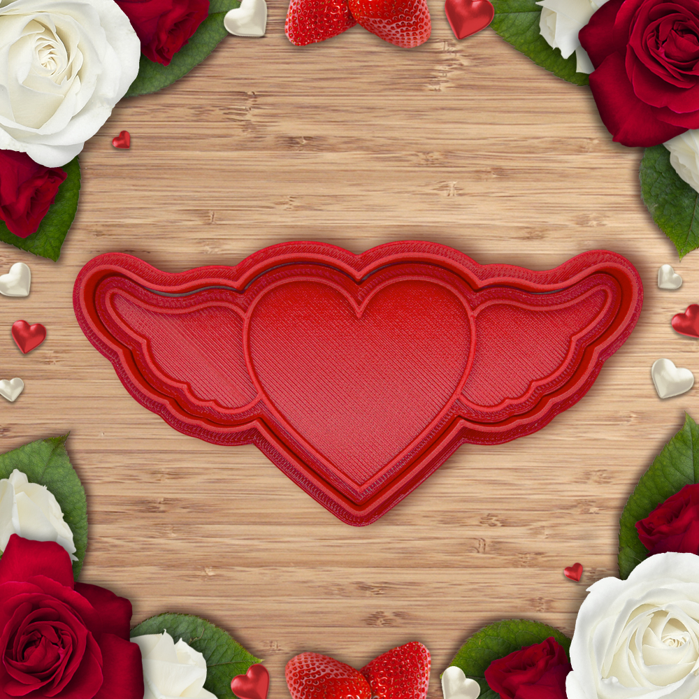 Valentine - Heart angel cookie cutter / stamp
