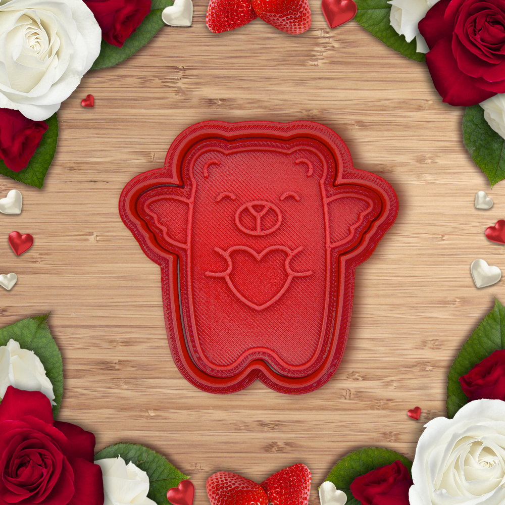 Valentine - love bear cookie cutter / stamp