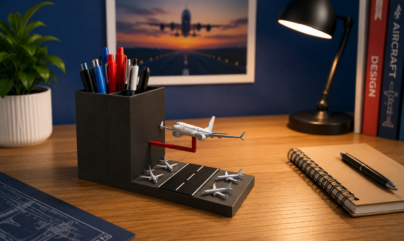 airplane pencil cup holder