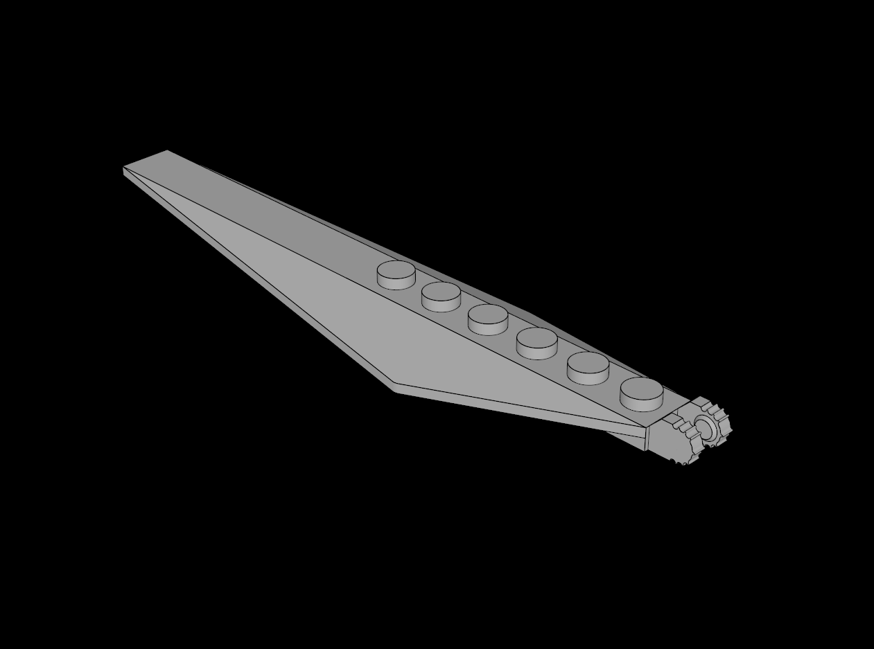 Lego Compatible (57906.dat) Hinge Plate  1 x 12 with Angled Sides and Tapered Ends
