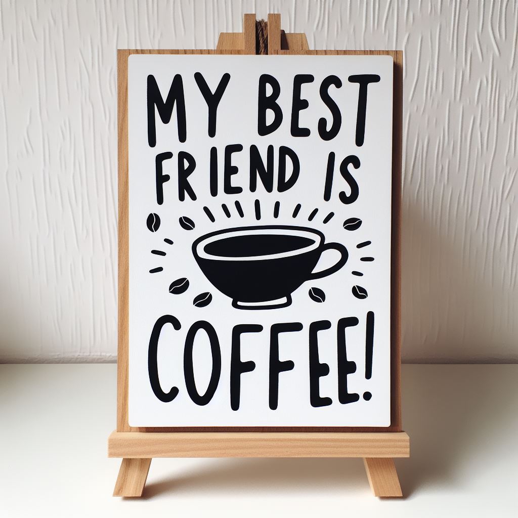 Sign / coasters: MY BEST FRIEND IS COFFEE!