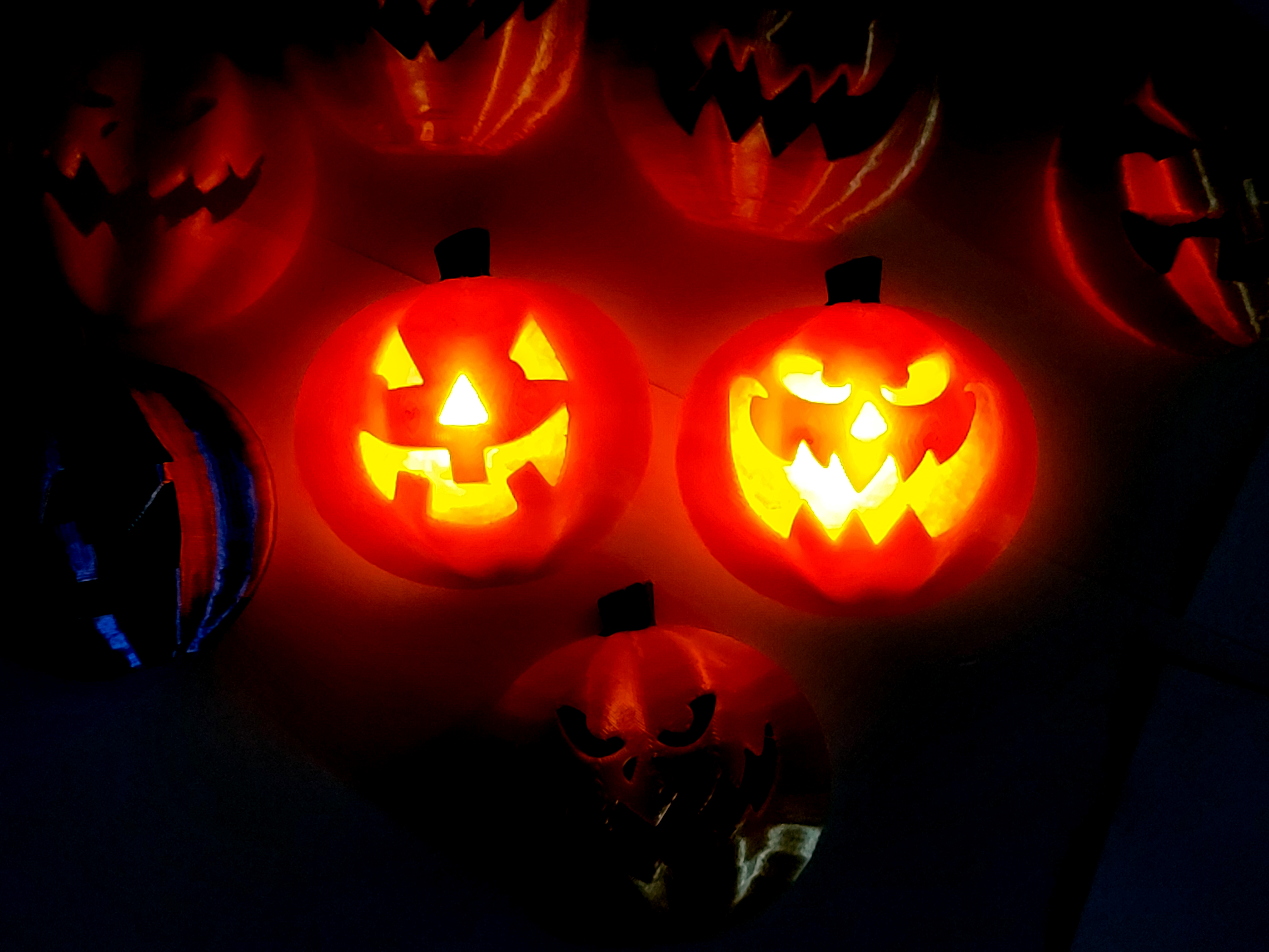 Halloween Puck Pumpkin Tea Lights,  decor looking up at you