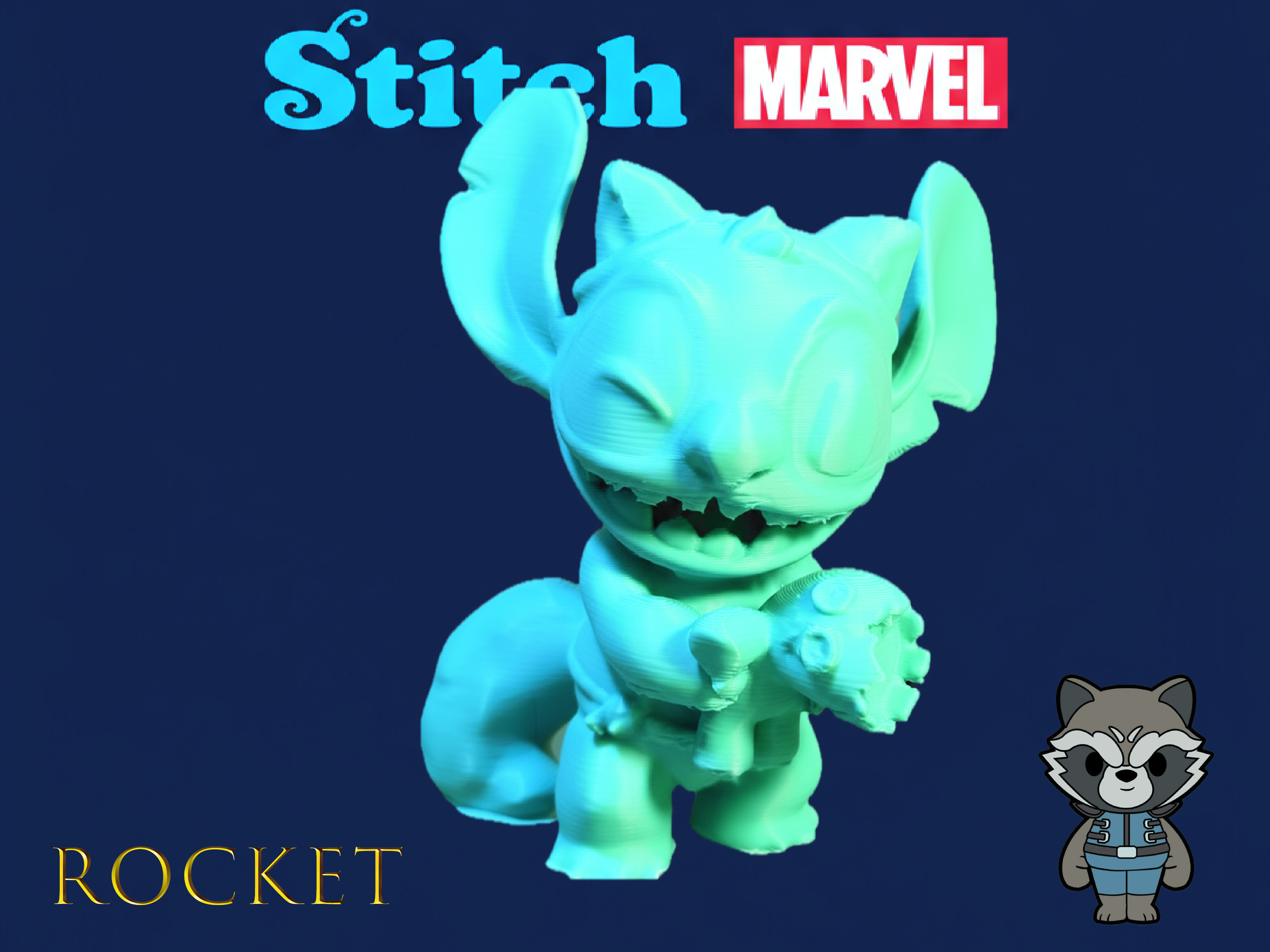 Stitch as Rocket Raccoon (Disney meets Marvel)