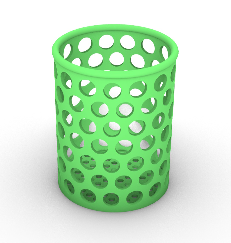 Basket with round holes