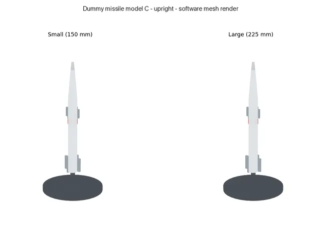 Customizable dummy missile model C - upright / 15 degree desk display