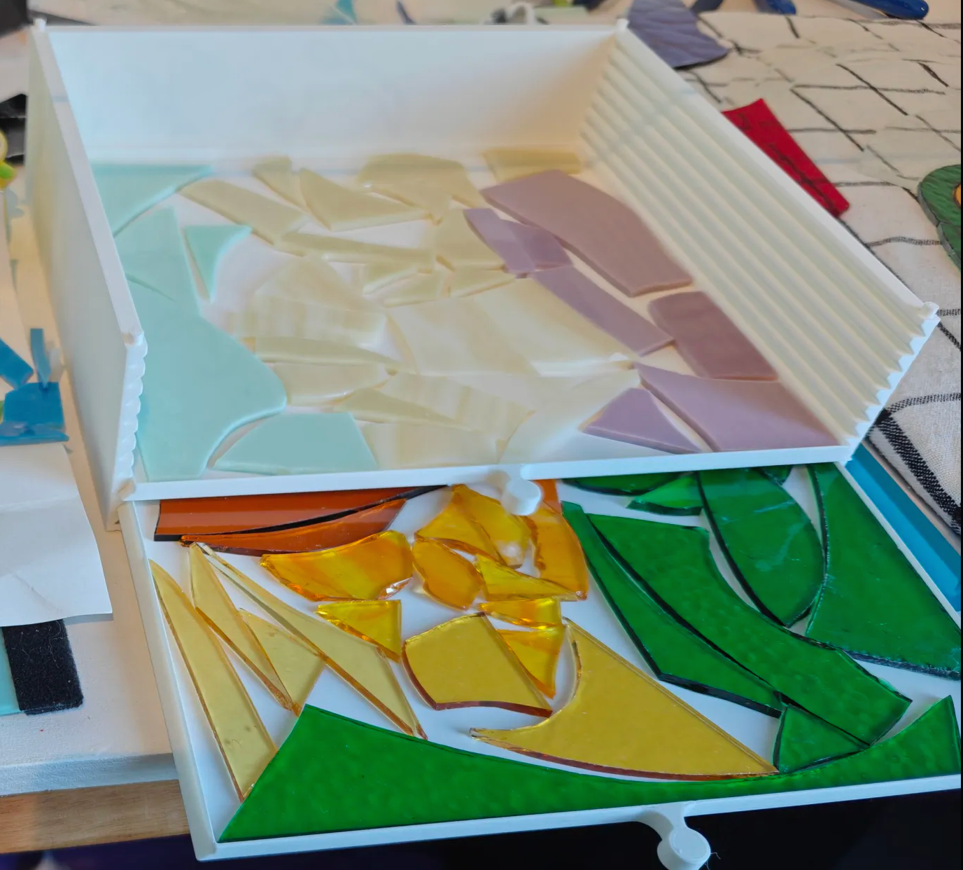 Stained glass scrap drawer