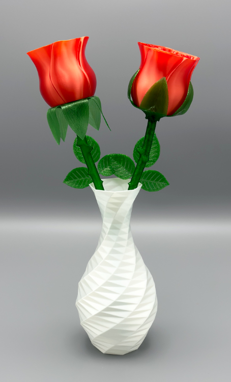 Spiral Vase Rose with Stem 3D model thumbnail