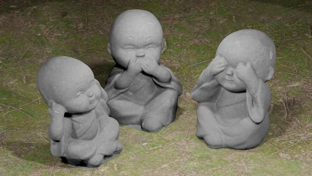 3 cute litte Buddha figures - smoothed