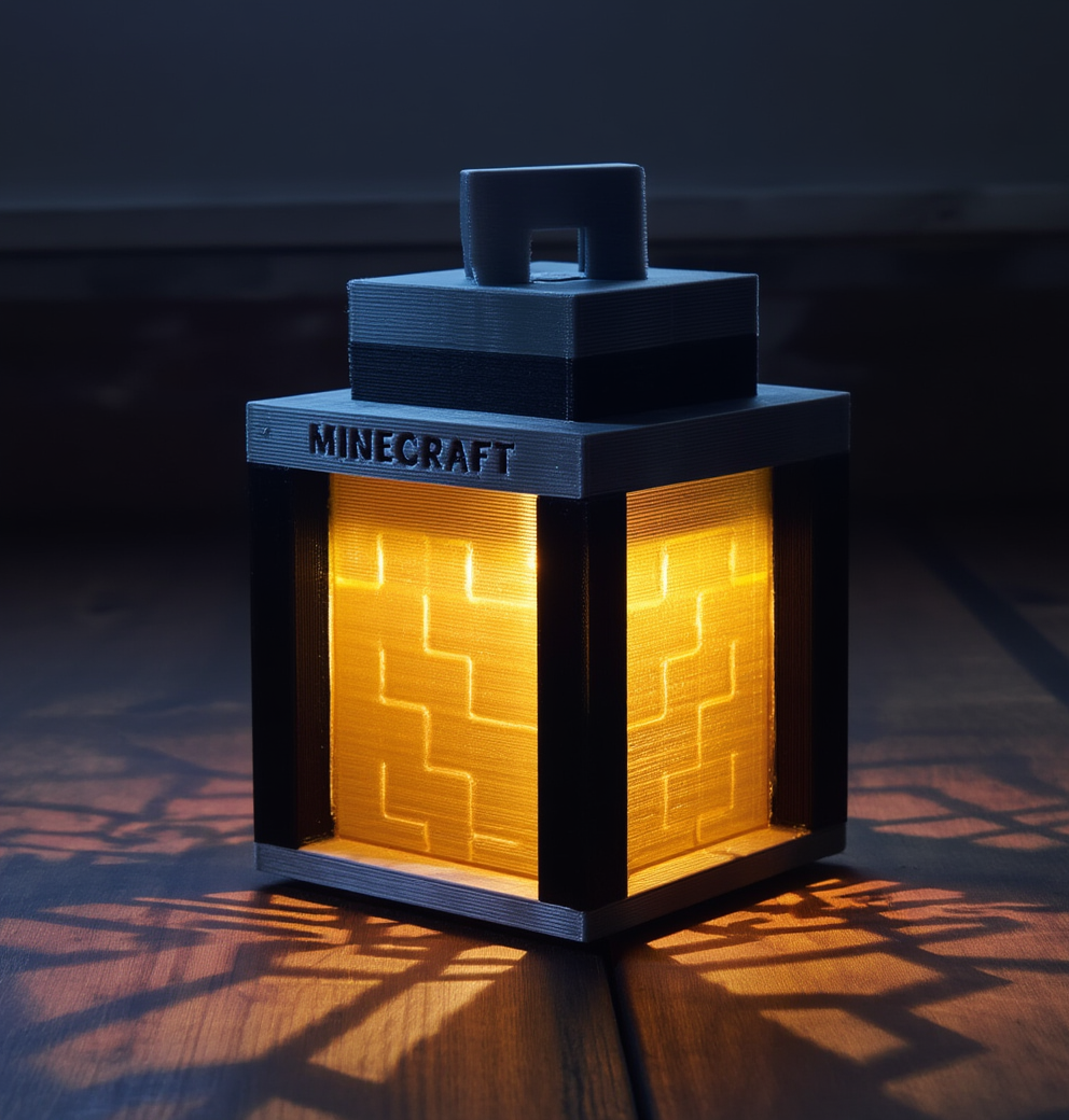 Minecraft 3D‑Printed Lantern – LED Ready