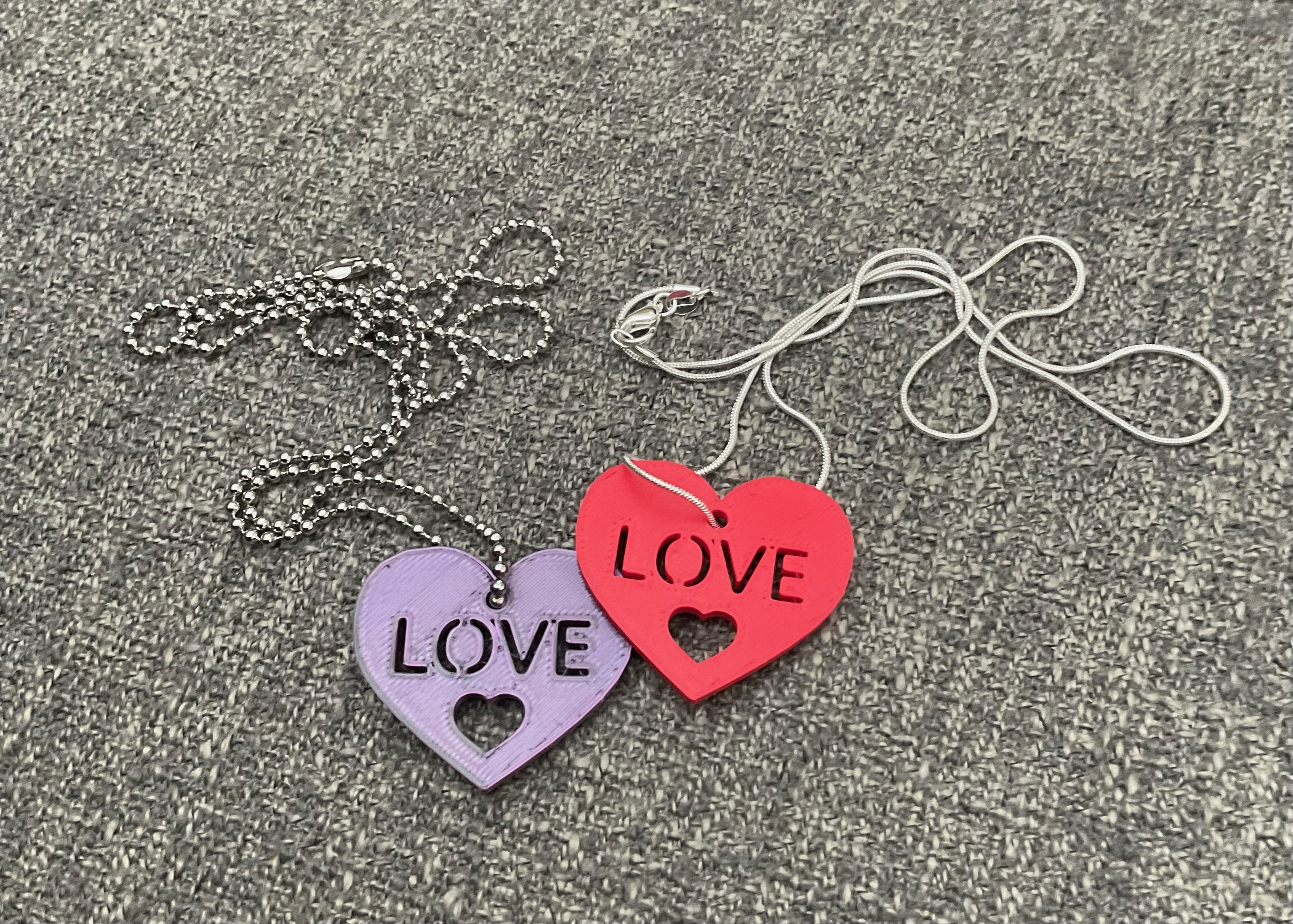 Love Heart with one hole Valentines Day heart necklace