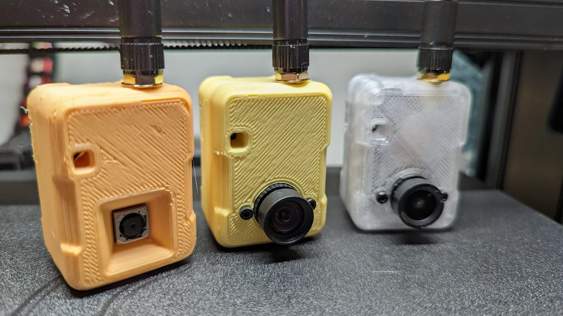 Three ESP32 CAM Case with different camera lenses