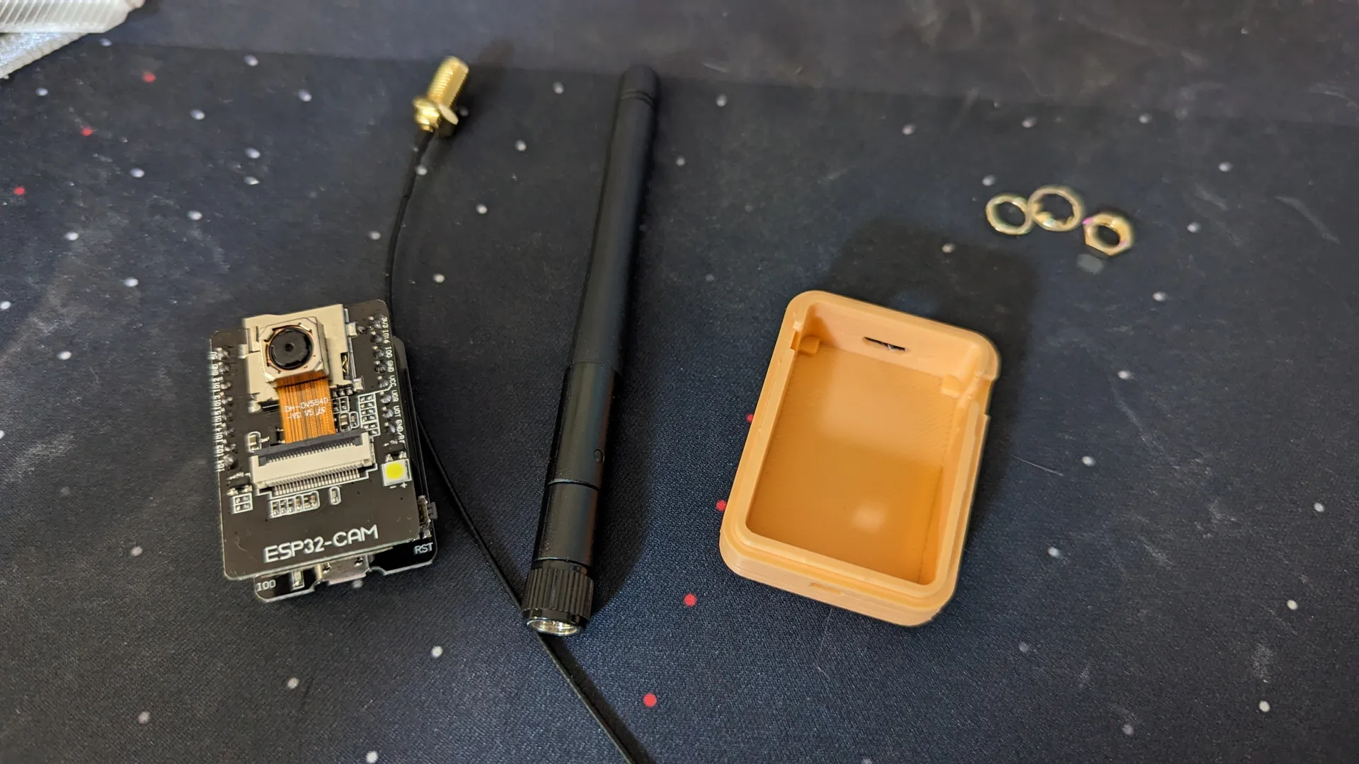 Orange ESP32 CAM Case with Antenna support