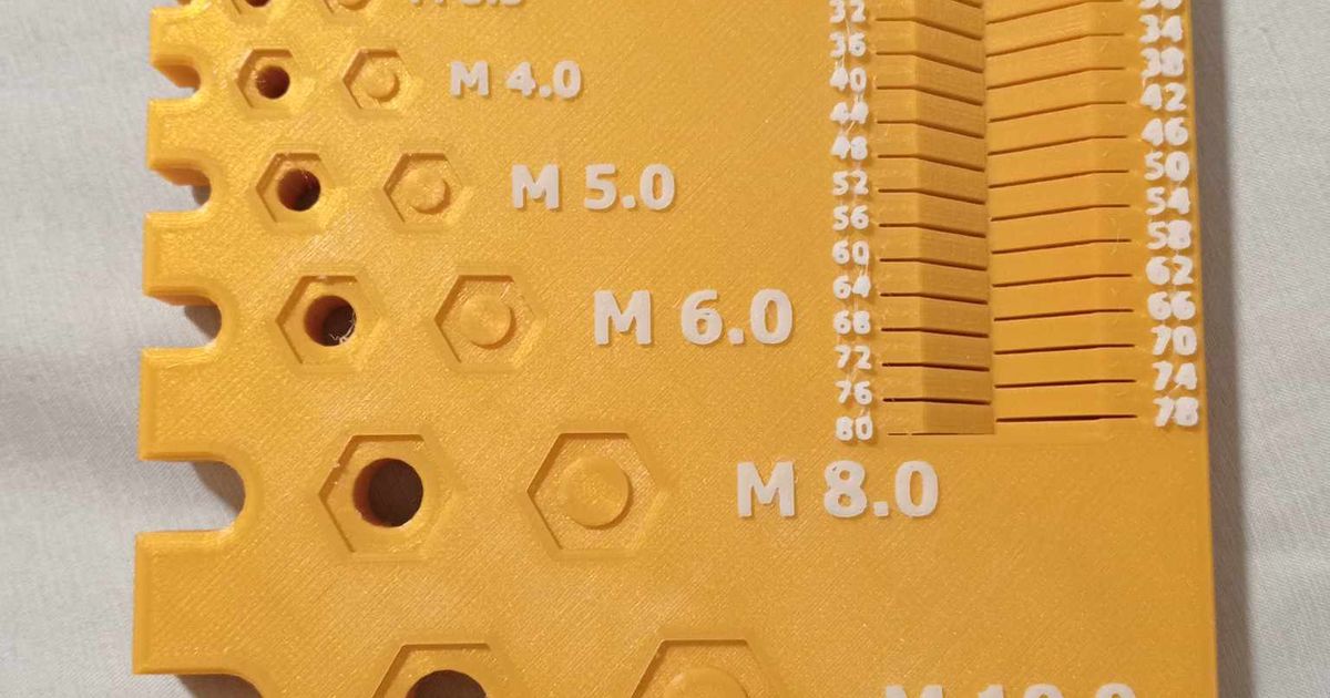 Metric Bolt and Nut Gauge M2M10 by tytyk Download free STL model