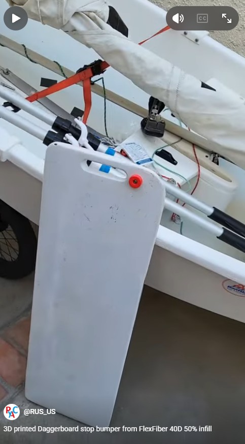 US race sabot Daggerboard stop bumper from FlexFiber 40D 50% infill
