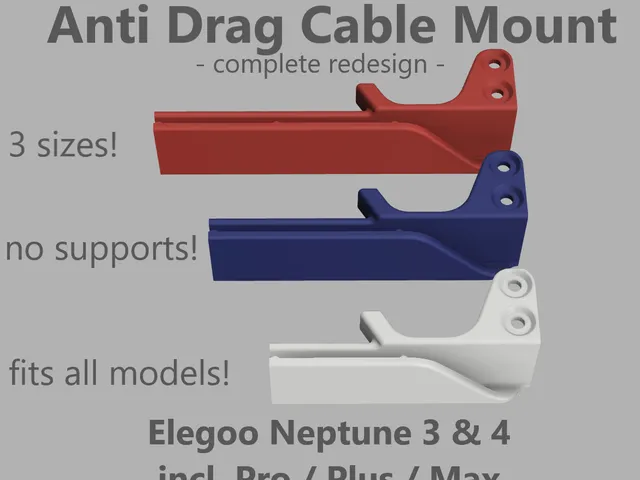 "slightly" overengineered Anti Drag Cable Holder / Clip for Elegoo Neptune 3 + 4 Series