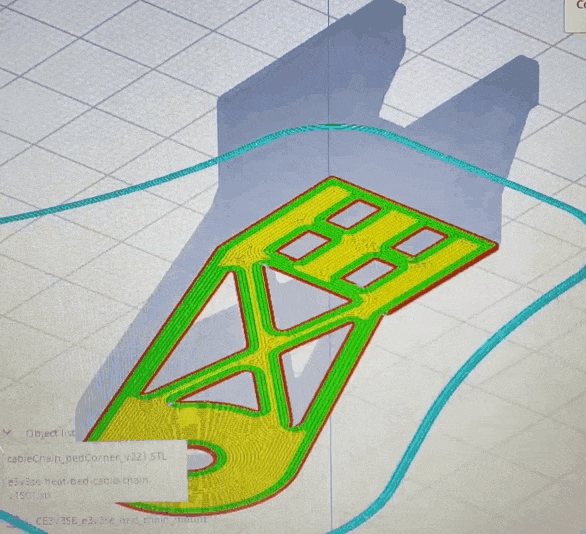 Heated Bed cables pine/chain Connection link Bracket thing 3v3se 3D model thumbnail