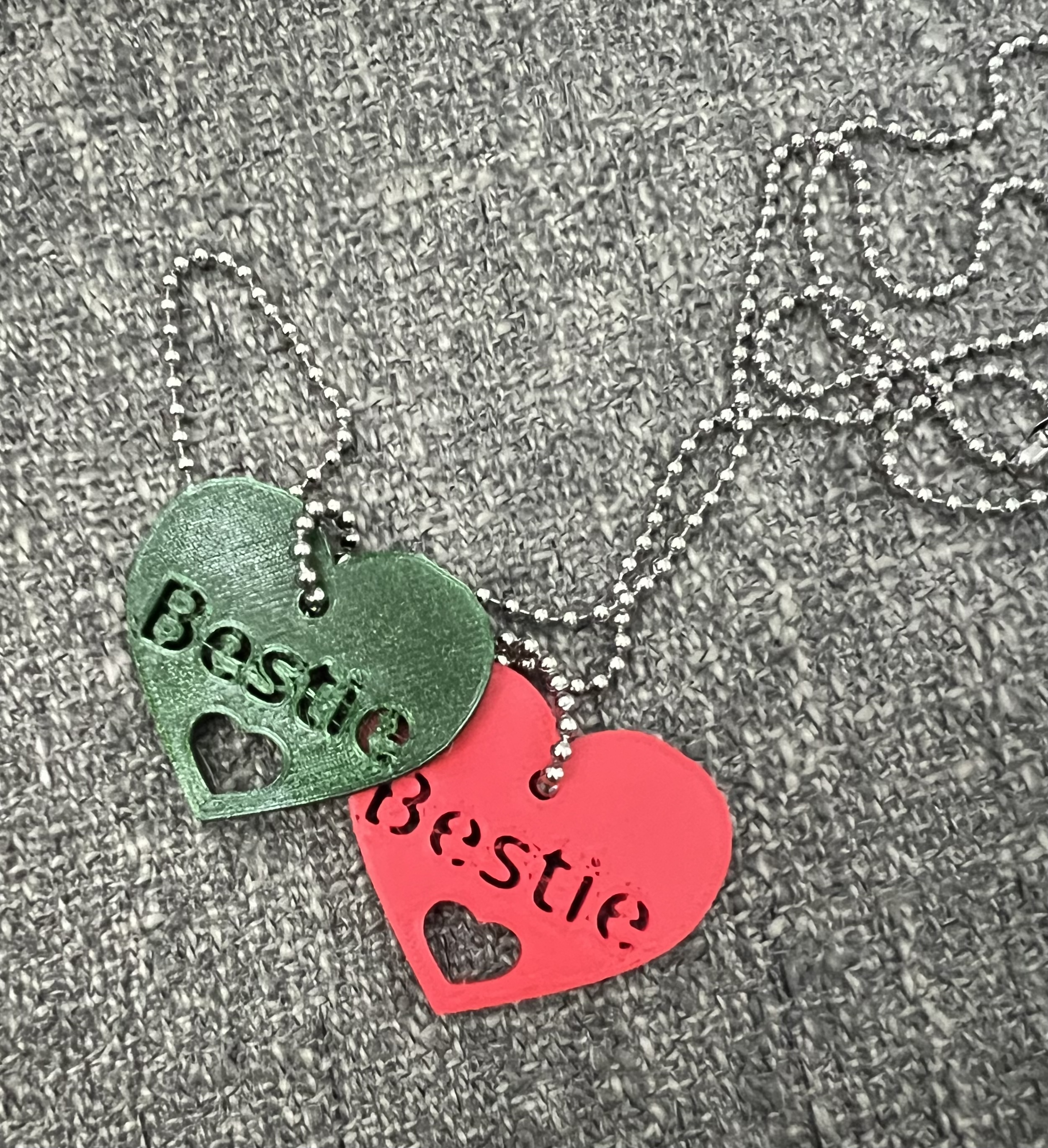 Bestie necklace/backpack/keychain heart