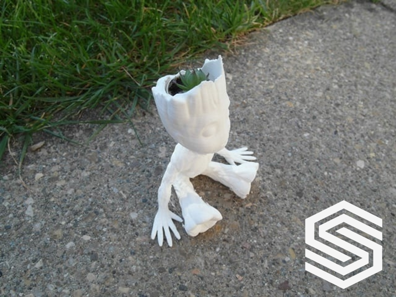 Self watering baby groot planter 3D model thumbnail