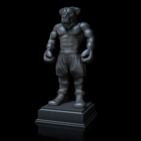 Rottweiler dog figure with boxing gloves