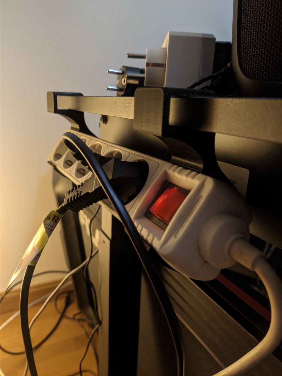 Power Strip Holder - Standing Desk Cable Management (other desk thicknesses)