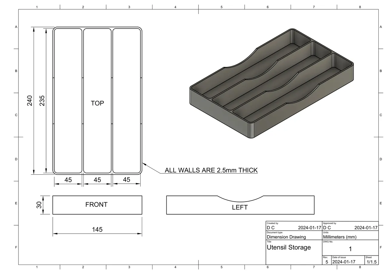 Utensil Drawer Organizer by DC | Download free STL model | Printables.com