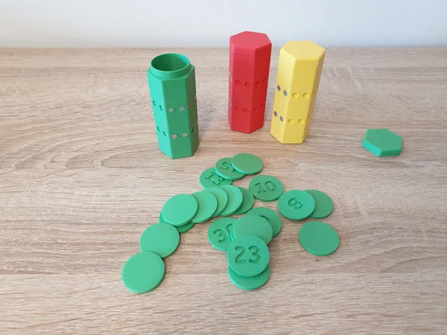 Number tokens with stackable box